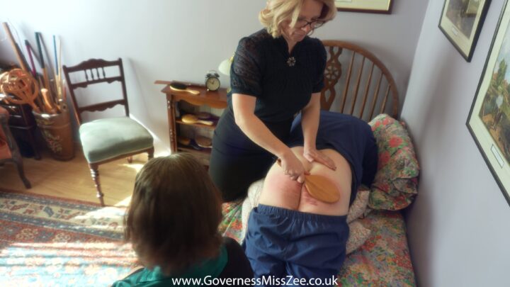 Screenshot 4 from Naughty Boy Double Spanked by Teacher & Governess – Miss Zee