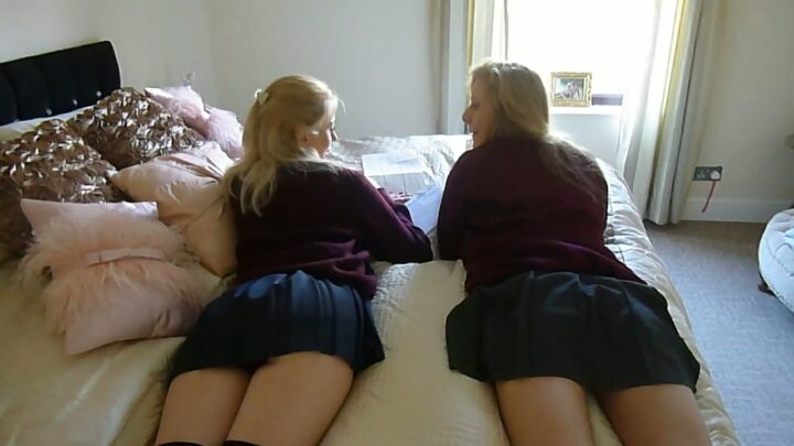Screenshot 1 from Naughty Schoolgirls Charlotte & Amber Spanked for Forging Reports