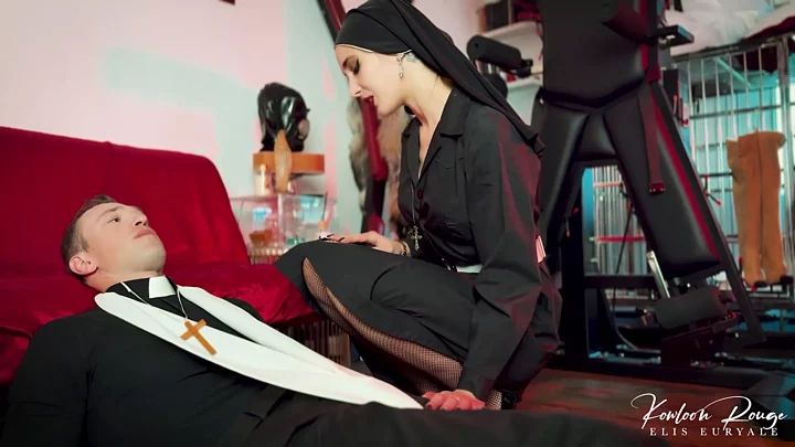 Screenshot 8 from Resisting temptation: Nun Elis caning, flogging, and facesitting on Priest Alrik